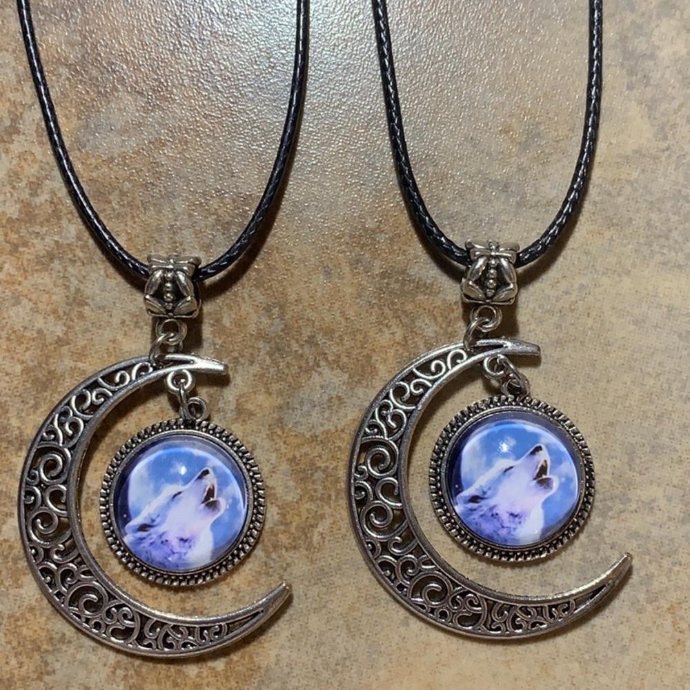 Moon wolf necklaces